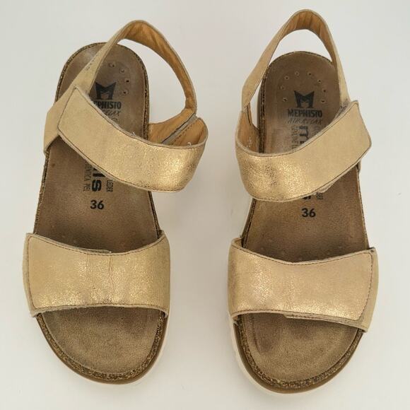 Mephisto Agave Metallic Mobils Nubuck Leather Hook & Loop Sandals Sz 36 (6) - Picture 3 of 12